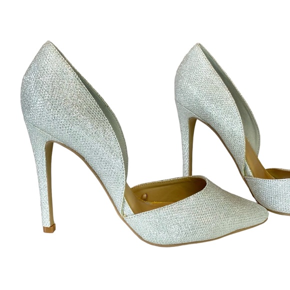 Express Silver Shimmer Pointy Toe Pumps - Picture 4 of 6